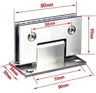 Heavy Duty 90 Degree Glass Door Cupboard Showcase Cabinet Clamp Glass Shower Doors Hinge Replacement Parts Wall-to-Glass (Polished Chrome)