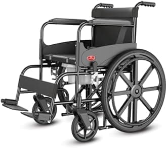 Easycare U Cut Commode Wheelchair for Old People and Patient, Suitable for Indoor & Travel-Friendly with Adjustable & Comfort Seat Belt with Footrests, Wheel Chair for Toilet