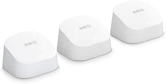Amazon eero 6 mesh wifi system - Supports internet plans up to 500 Mbps, Coverage up to 4,500 sq. ft., Connect 75+ devices, 3-pack (1 router + 2 extenders)
