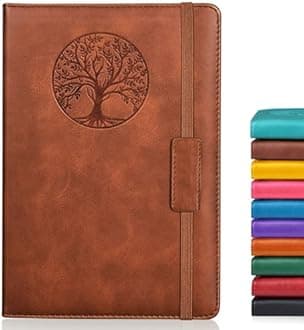 Biuwory Lined Journal Notebook for Women Men,256 Pages A5 Hardcover Leather Journals for Writing,Travel,Business,Work & School,College Ruled Notebooks for Note Taking, Diary Notepad 5.7"×8.3"(Brown)