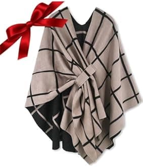 Moss Rose Women's Shawl Wrap Poncho Ruana Cape Open Front Cardigan with Belt for Fall Winter
