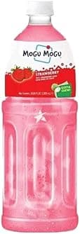 Mogu Mogu Fruit Juice Drinks with Nata De Coco 1L Bottle HALAL - Strawberry Flavour Drink