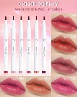 Lip Stain Liner Pen-Hydrating Lip Tint Stain Lip Makeup Tattoo Pencil,Matte Color Look,Longlasting Waterproof Lipstain Lipgloss,Precise Chisel Tip Smooth,Christmas Makeup Gift for Women-01+03+06