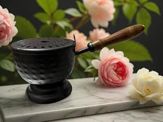 Heaven Decor Incense Burner, Loban Burner with Handle, Dhoop Dhuni Burner Sambrani Dhoop, Resin & Home Office Temple Prayer Butler (Medium)