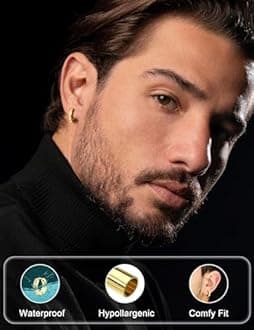 FIBO STEEL 13MM 20MM Stainless Steel Small Hoop Earrings for Men Women Huggie Earrings CZ Inlaid