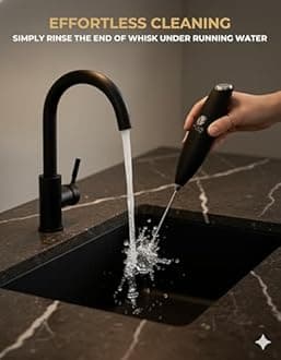 Milk Frother for Coffee Handheld Battery-Operated Electric Milk and Coffee Frother, Mini Electric Drink Mixer, Foamer & Frother with Stand for Coffee, Latte, Hot Chocolates & Shakes - Black