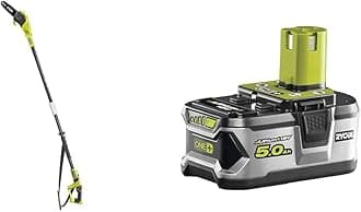 RYOBI ONE+ 18V OPP1820 Cordless Pole Pruner, 20cm Bar (Body only) & RB18L50 ONE+ Lithium+ 5.0Ah Battery, 18 V