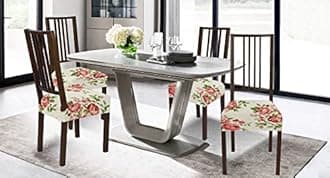 BRIDA Stretchable Floral Geometric Printed Dining Chair Seat Covers Elastic Chair Seat Case Protector, Slipcovers (Rose Flowers, 1 Seat Cover)