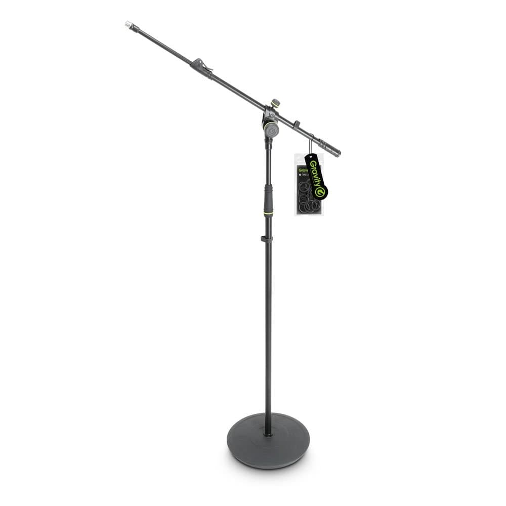 Gravity MS 2322 B Microphone Stand with Round Base and 2-Point Adjustment Telescoping Boom (GMS2322B)