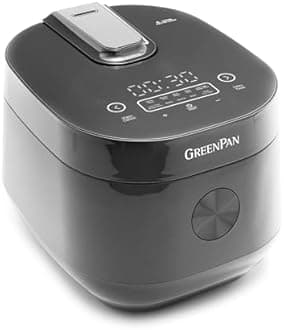 GreenPan Carb Reducing Electric Rice Cooker, 4 Cups Uncooked/8 Cooked Rice, 10 Presets, LED Display, Healthier Meals, Delay Timer, Bowl