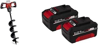 Einhell Power X-Change 18V Cordless Fence Post Auger & Power X-Change 18V, 4.0Ah Lithium-Ion Battery Twin Pack