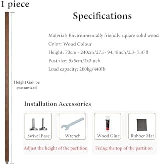 Wall Partition Room Divider Floor to Ceiling Wooden Slats - Screen Partition Post Living Room Simple Modern Entrance Restaurant Office Hollow Decor Column ( Color : Wood 1Pc , Size : 130cm/51.1in/4.26