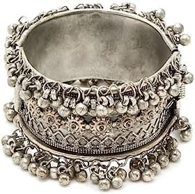 YouBella Jewellery for Women Celebrity Inspired Oxidised Silver Plated Cuff Bracelet Bangle for Women and Girls