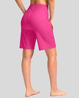 G Gradual Women's 9" Long Swim Board Shorts with Pockets High Waisted Knee Length Beach Swimming Shorts for Women with Liner