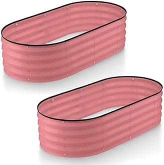 Plant & Plot Galvanized Raised Garden Beds Outdoor // 4×2×1 ft (2-Pack) Planter Raised Beds for Gardening, Vegetables, Flowers // Large Metal Garden Box (Pink) // Patented Tool-Free Design