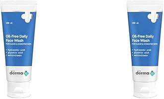 The Derma Co Oil-Free Daily Face Wash With Hyaluronic Acid, Glycolic Acid & Multivitamins for Clear & Hydrated Skin - 100ml (Pack of 2)