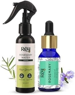 Rey Naturals Rosemary Hair Spray & Oil Set - 100ml Spray & 15ml Oil for Hair Growth & Scalp Health