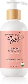 Organic Body Lotion (Light Orange) for Babies, Toddlers and Kids, With Capuaçu Seed Butter and Marshmallow Root - Moisturizing, Softening, Hydrating, 8 oz