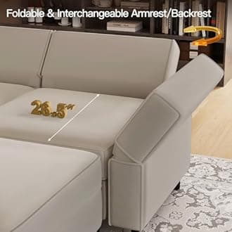 Belffin Modular Sectional Sofa with Ottomans Velvet Oversized U Shaped Sofa Couch with Storage Seats Sofa Set with Reversible Chaise Velvet Grey…