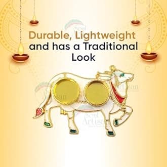 Pichwai Cow Double Kumkuma Holder Chimil Box - Plastic Golden Metallic Color(Pack of 30) - Decorative Art Design Tilak Daani, Sindoor for Women Return Gift, Diwali, Weddings, Pooja