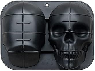 JETKONG Extra Large Silicone Skull Cake Mold Haunted Skull Baking Cake Pan for Halloween and Birthday Party
