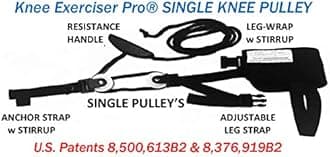 Knee Exerciser Pro-Single Knee Pulley: Best choice for post Knee Surgery therapy for preforming EXTENSION and FLEXION Exercises, TKA, ACL & Knee Contracture Rehab, POLEA DE RODILLA