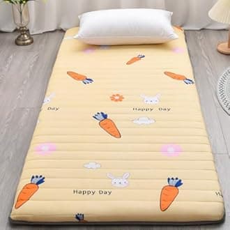 XDone Floor Mattress Single Thickened 5cm, Soft Futon Mattress Japanese Tatami Mat Portable Roll Up Mattress Folding Sleeping Bed Pad for Home Camping Couch (Yellow,90x200cm)