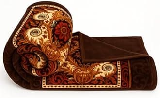 BSB HOME Super Soft Cloudy Printed Double Bed Blanket for Heavy Winter, Single Ply Mink Blanket King Size with 220 x 230 Cm – 2.5 Kg (Multicolour Dark Brown and Beige, Pack of 1)