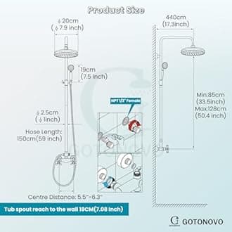 Polish Chrome Exposed Bathroom Shower Faucet Set 8 Inch Head Rainfall Shower Fixture Handheld Spray 2 Functions Double Cross Handle Wall Mount Mixer System