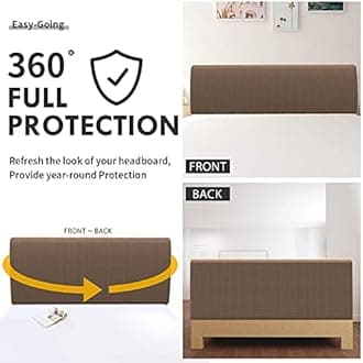 Easy-Going Stretch Bed Headboard Cover,Small Square Jacquard Headboard Slipcover, Dustproof Bed Head Cover for Bedroom (Full,Brown)