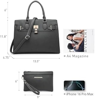 Dasein Women Handbag Women Shoulder Bag Top Handle Satchel Tote Work Bag with Matching Clutch