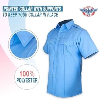 First Class 100% Polyester Short-Sleeve Men's Uniform Shirt Light Blue
