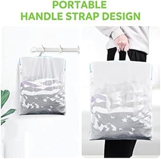 OTraki 2 Pack Mesh Laundry Bag 16x20 inch Wash Bag for Delicates Washing Machine Mesh Bags with Zipper Handle Home Travel Dorm Laundry Bag for Coat Sweater Lingerie Sock White