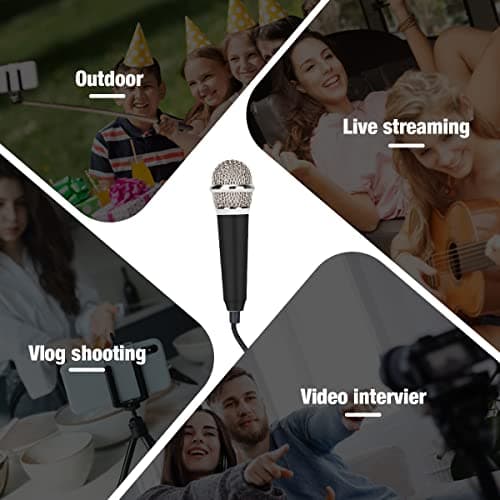 (2pack) Mini Microphone Tiny Microphone for Mobile Phone Laptop Notebook Apple iPhone Sumsung Android（Silver+Black）