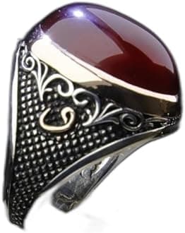 GenericOriginal Yemeni Aqeeq Agate Stone Men Ring, Best Jewelry Gift, Handmade Men Ring, 925 Sterling Silver Ring, Stone Men's Ring, Gift for him