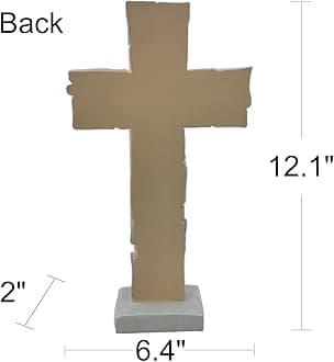 Cross Sculpture with Christian Words and Sayings Crossword Table Inspirational Figurine Cross for Home Decor Christian gifts