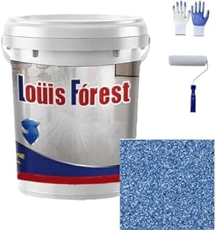 Louis Forest Epoxy Floor Paint, High-Gloss Marble Effect Waterproof Water-Based Epoxy Floor Paint (Light blue)