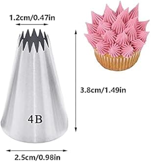 Cake Piping Nozzles Tips Kit,5 Pcs Piping Nozzles Large Cake Decorating Tools,Stainless Steel Icing Piping Tips for Baking DIY Cookie Cream Cupcake Decorating,#1A 1M 2A 2D 4B