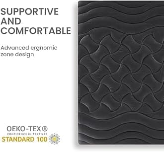 SLEEP ZONE Cooling Queen Mattress Topper, Premium Zoned Cool Mattress Pad Cover, Thick Padded Mattress Protector Breathable Washable, Deep Pocket 8-21" (Black, Queen)