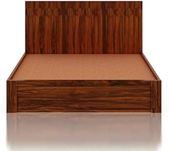 Ganpati Arts Sheesham Wood Hexa King Size Bed with Hydraulic Storage for Bedroom Living Room Wooden Double Bed Palang (Natural Finish)