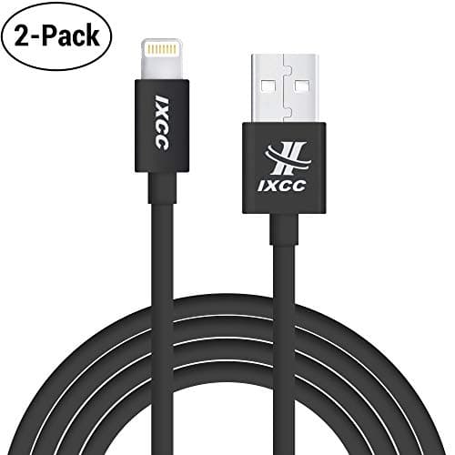 [2Pack] Lightning Cable 6ft, iXCC iPhone Charger, for iPhone 7 6s 6 Plus, SE 5s 5c 5, iPad Air 2 Pro, iPad Mini 2 3 4, iPad 4th Gen [Apple MFi Certified](Black)
