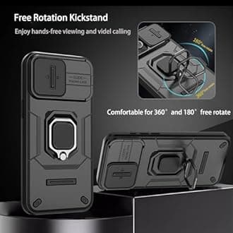 for iPhone 13 Pro Case with Sliding Camera Cover and 360° Rotate Ring Kickstand Heavy Duty Protective Shockproof Protective Phone Case for iPhone 13 Pro Cover,Black