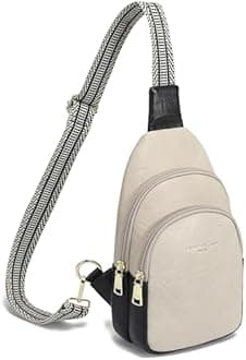 INICAT Crossbody Sling Bags Fanny Packs Leather Purses Chest Bag for Women