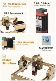 ACMER S1 Laser Engraver for Beginner Mini Laser Engraving Machine for Wood, Leather, Plastic, Laser Class4 (Gold, 3500mW)