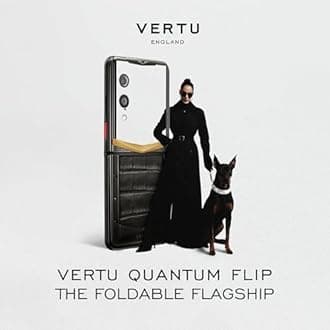 VERTU Quantum Flip Alligator Series Android Smartphone,Snapdragon 8 Gen 4,6.9" OLED 120Hz Display,16GB RAM 1TB Storage,Quantum Privacy System,65W Fast Charging,Dual Screen Design(Basalt Black)