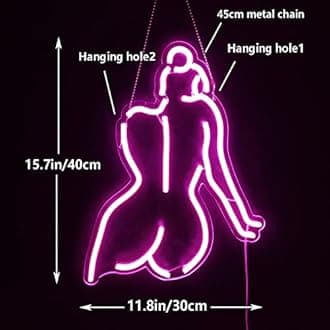 Lady Back LED Neon Sign Wall Decor Sign 16’’x12’’ Room Decor Pink Neon Lights...