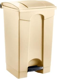 Plastic Garbage Bin with Foot Pedal, Hands-Free Garbage Can, Beige, 23 Gallon Rectangular Step-On Commercial Trash Can for Restaurant/Office/Kitchen