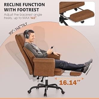 ELABEST C39 Cross Legged Office Chair with Footrest & Convertible Armrests-Pet-Friendly Criss Cross Home Desk Chair, Ergonomic Big and Tall Executive Chair with Lumbar Pillow