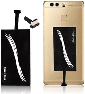 Type-C QI Wireless Charger Adapter Mobile Phone Sticker Charging Receiver, Ultra Thin QI Wireless Receiver Suitable for All USB-C Cell Phones
