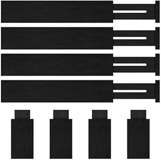 4 Pack Bamboo Drawer Dividers Organizer with Inserts 2.6'' High, Expandable from 12.5-21.7", Adjustable Drawer Organizer Separators for Utensils, Clothing, Office, Dresser, Bedroom, (Black)